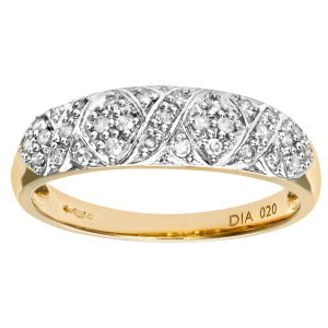 Diamant L’Eternel Womens 9ct Yellow Gold 0.20ct Diamond Kiss Ring – Size K