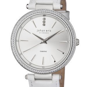 Johan Eric : fredericia WoMens silver watch.. – White Leather – One Size