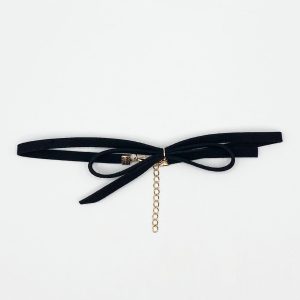 SVNX Womens Faux Suede Choker With Bow Detail – Black – One Size