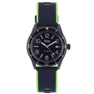 Reign Mens Gage Automatic Watch w/Date – Black Stainless Steel – One Size