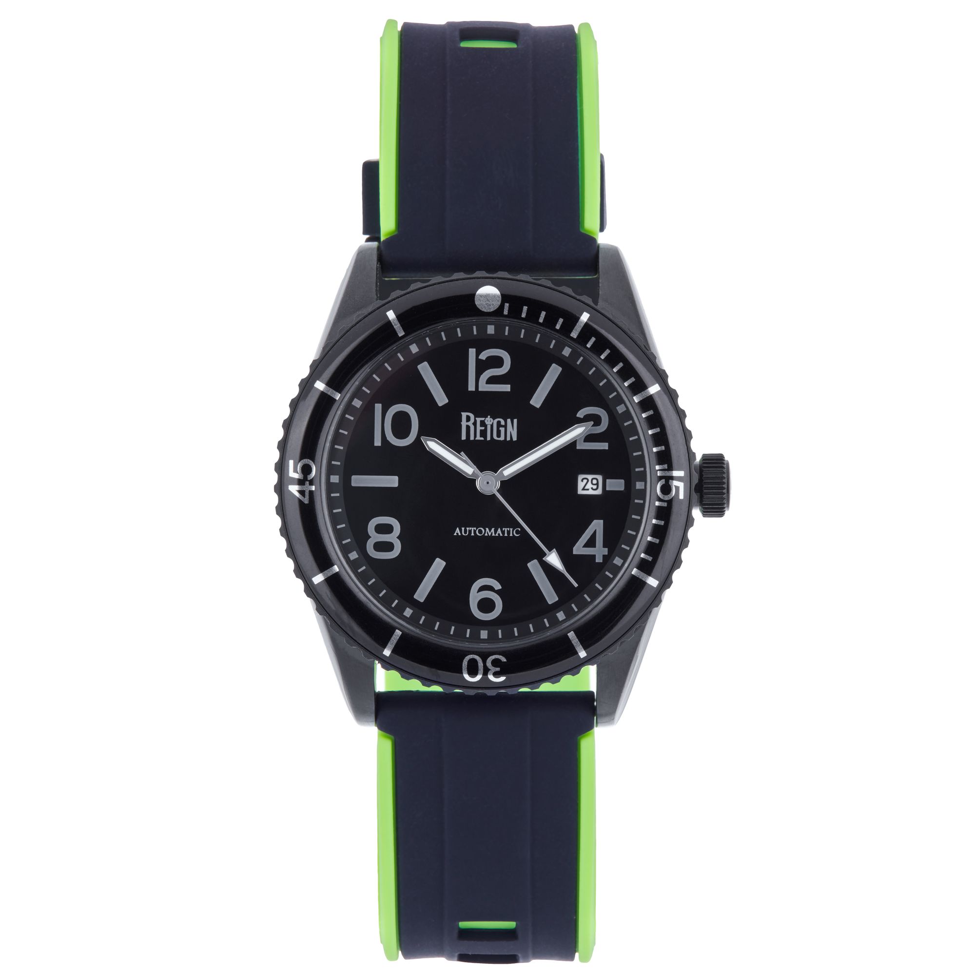 Reign Mens Gage Automatic Watch w/Date - Black Stainless Steel - One Size