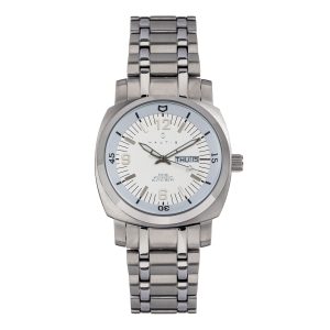 Nautis Mens Stealth Bracelet Watch w/Day/Date – White Stainless Steel – One Size