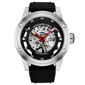 Stührling Mens Grandiose 4034 Automatic 50mm Skeleton – Black – One Size