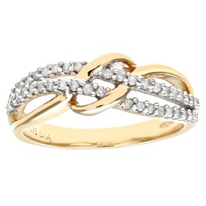 Diamant L’Eternel Womens 9ct Yellow Gold 0.20ct Diamond Fancy Curve Eternity Ring – Size K.5