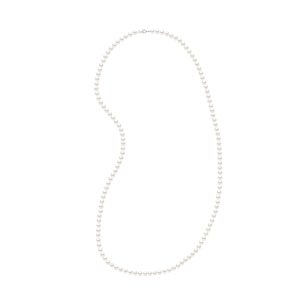 Ateliers Saint Germain Womens Necklace- Lengthy Necklace Actual Cultured Freshwater Pearls Semi Spherical 6-7 mm – White Silver – One Measurement