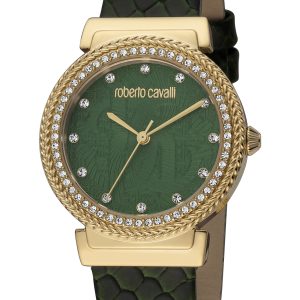 Roberto Cavalli Womens RC5L039L0025 Women Quartz Stainless Steel Dark Green Leather 5 ATM 32 mm – One Size
