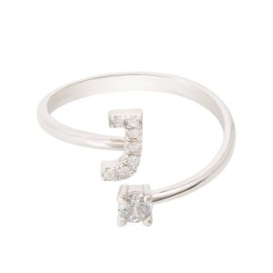 Latelita Womens Initial Ring Silver J Sterling Silver – One Size