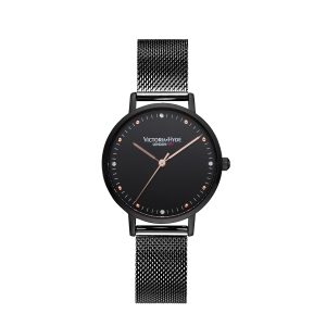 Victoria Hyde London Womens Watch Metropolitan Crystal Mesh, black Stainless Steel – One Size