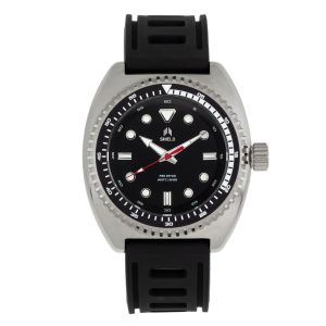 Shield Dreyer Mens Diver Strap Watch – Black & Silver Stainless Steel – One Size