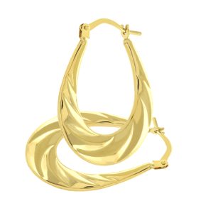 Diamant L’Eternel Womens 9ct Yellow Gold Twist Patterned Creole Earrings – One Size
