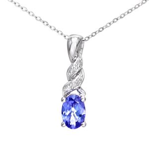 Diamant L’Eternel Womens 9ct White Gold Tanzanite and Diamond Twist Pendant – One Size