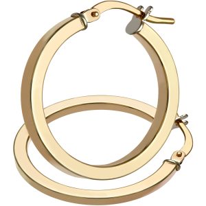 Diamant L’Eternel Womens 9ct Yellow Gold Square Tube Hoop Earrings of 20mm Diameter – One Size