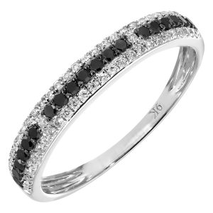Diamant L’Eternel Womens 9ct White Gold 0.33ct Black and Diamond Eternity Ring – Size K