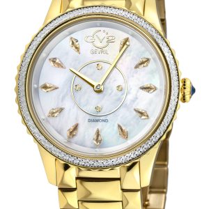 Gv2 Womens Siena Swiss Quartz MOP Dial 316L Stainless Steel Diamond Watch – Gold – One Size