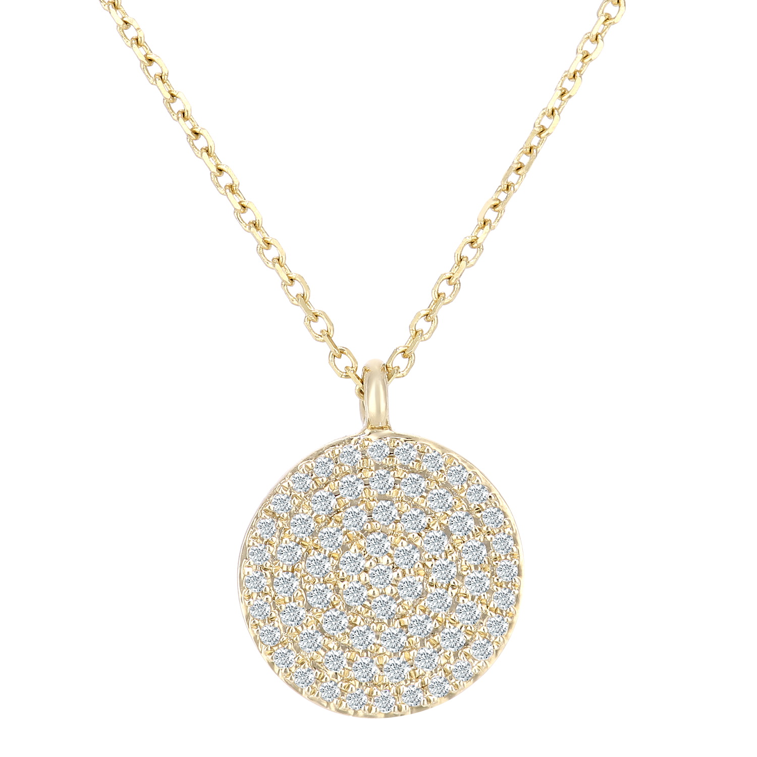 Diamant L'Eternel Womens 9ct Yellow Gold Diamond Cluster Pendant Necklace - Size P 1/2