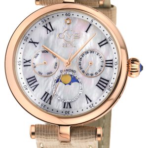 Gevril Womens GV2 Florence Mom of Pearl Dial 12514.L Swiss Quartz Watch – Tan – One Measurement