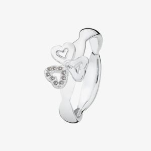 Spinning Silver Lucky Heart Clover Ring 80512