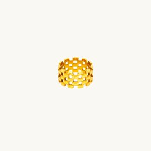 Apatchy London Womens Gold Mesh Ring Gold Plated – One Size