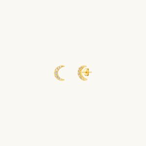 Apatchy London Womens Gold Moon Earrings Gold Plated – One Size