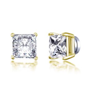 Gold Plated Sq. Magnetic Clip On Stud Earrings Created with Zircondia® Crystals