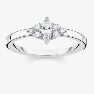 THOMAS SABO Silver Cubic Zirconia Vintage Marquise Cluster Ring TR2325-051-14-60