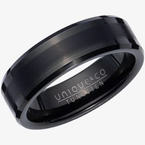 Distinctive Mens Black Tungsten 7mm Ring TUR-134-62