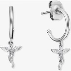 Angel Whisperer Silver Guardian Angel Hoop Earrings ERE-LILANGEL-CR