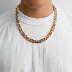 Males’s 12mm Gold Plated Metal 18-24 Inch Cuban Curb Chain Necklace