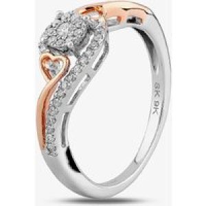 9ct Two Tone Gold 0.20ct Diamond Open Heart Cluster Ring THR15847-20TT N