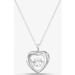 Silver Cubic Zirconia Open Heart Pendant Necklace MP02331D