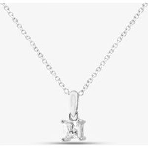 Silver Medium Princess Cut Cubic Zirconia Pendant Necklace ZQP00041