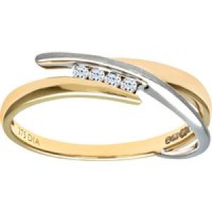 Diamant L’Eternel Womens Ladies 9ct Yellow and White Gold Diamond Crossover Ring – Size O