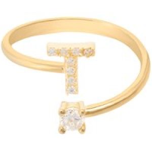 Latelita Womens Initial Ring Gold T – Yellow Sterling Silver – One Size