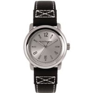 Hush Puppies : Mens Silver Watch.. – Black Leather – One Size
