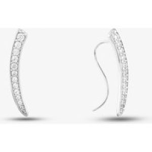 Silver Cubic Zirconia Curved Tusk Style Dropper Earrings SE02105A