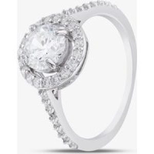 Silver Brilliant Cut Cubic Zirconia Shoulder Set Halo Ring R6845 L