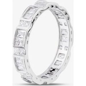 Silver Baguette & Brilliant Cut Cubic Zirconia Full Eternity Ring Ring R7637-1 L