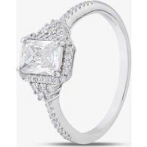 Silver Cubic Zirconia Shoulder Set Cluster Ring BSR13865 S