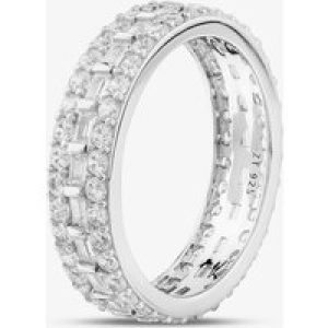 Silver Brilliant & Baguette Cut Cubic Zirconia Full Eternity Ring R7639-1 N