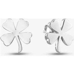 Silver Large Four Leaf Clover Plain Stud Earrings SEC0116B