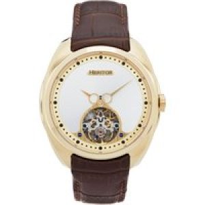 Heritor Automatic Mens Roman Semi-Skeleton Leather-Band Watch – Gold Stainless Steel – One Size