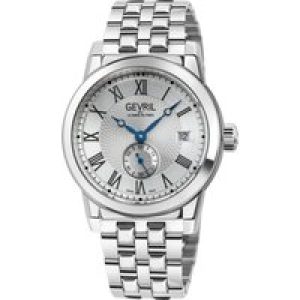 Gevril Mens Madison White Dial Stainless Steel Swiss Automatic ETA 2895 Watch – Silver – One Size