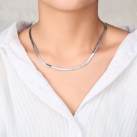 Stainless Metal Herringbone Flat Snake Chain 16" 18" 20" Inch Necklace - Image 2