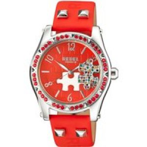 Rebel WoMens Gravesend Red Dial Leather Watch – One Size
