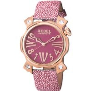 Rebel WoMens Coney Island Violet Dial Leather Watch – One Size