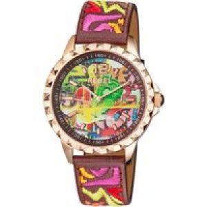 Rebel WoMens Dumbo Burgundy Dial Leather Watch – One Size