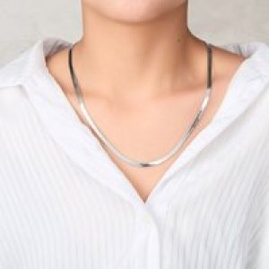 Stainless Metal Herringbone Flat Snake Chain 16″ 18″ 20″ Inch Necklace