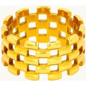 Apatchy London Womens Gold Mesh Ring Gold Plated – One Size
