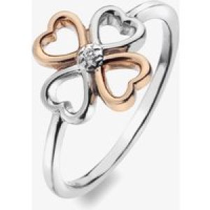 Hot Diamonds Lucky In Love Clover Hearts Two-Tone Ring (O) DR216/O