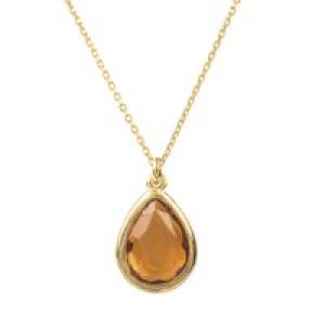 Latelita Womens Pisa Mini Teardrop Necklace Gold Citrine – Yellow Sterling Silver – One Size